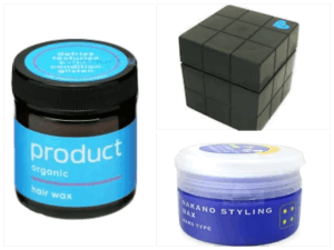 キムタク風セットにおすすめのワックス3商品を並べた比較画像。マット系、ナチュラル系、バーム系の違いが分かる。