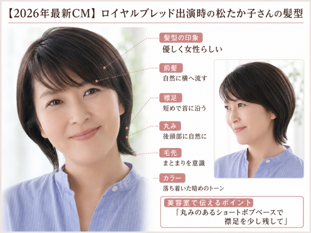 ロイヤルブレッドのCM出演時の松たか子さんの髪型の分析図