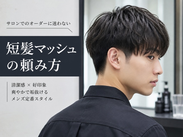 耳周りと襟足がすっきりした爽やかな短髪マッシュショートのイメージ