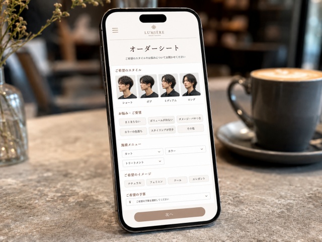 美容室で見せるためのスマホ保存用オーダーシートのイメージ