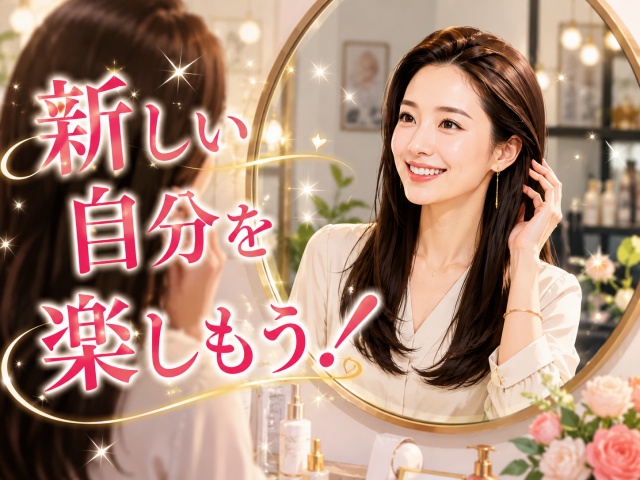 新しい髪型になって自信に満ちた女性のイメージ