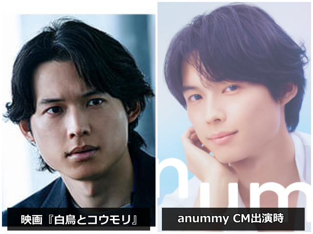 画像左:映画『白鳥とコウモリ』出演時の松村北斗 画像右:anummy CM出演時の松村北斗