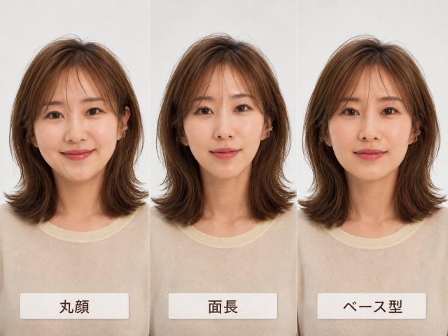 毛量が多く、硬い髪質の女性が田中みな実さんの髪型を真似したときのイメージ図