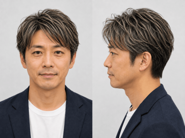 40代メンズ白髪ぼかしハイライト仕上がりイメージ