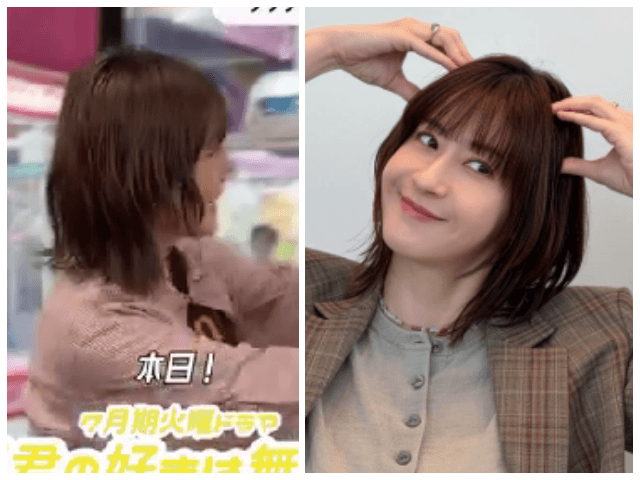 松本若菜のネオウルフの丸みと毛先の動きが分かる比較画像