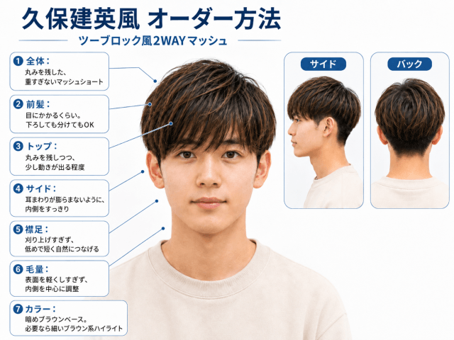久保建英風ツーブロック2WAYマッシュのオーダーイメージ画像