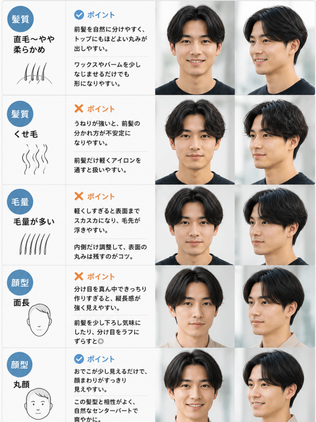 上田綺世風の髪型が似合う人の特徴をまとめた比較画像