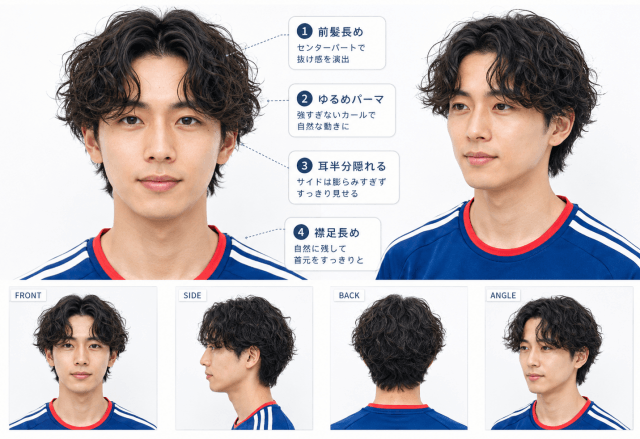 田中碧風センターパートとスパイラルパーマの美容室オーダーポイント