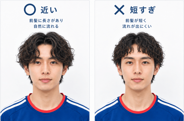 田中碧風ヘアの前髪の長さを比較したOK・NG画像