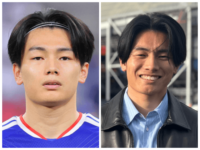 上田綺世のセンターパートの髪型が分かる画像