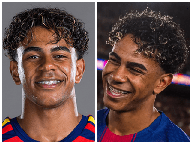 ラミン・ヤマルのゴールドメッシュ入りカーリーヘアが分かる画像