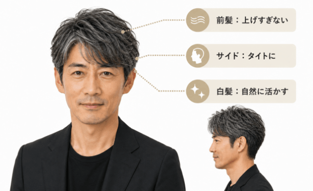 反町隆史さん風髪型の前髪・サイド・白髪の見せ方