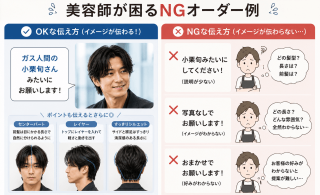 小栗旬の髪型を美容室で頼むときのOKオーダーとNGオーダーの比較