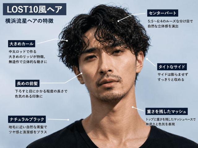 横浜流星LOST10風の髪型の特徴を解説した画像