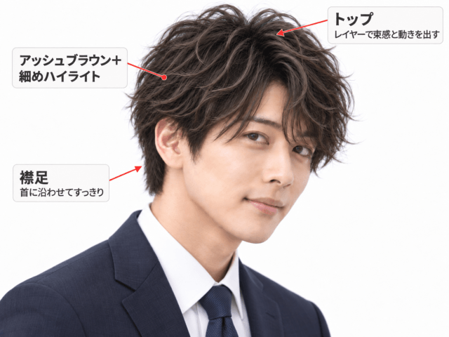 木村拓哉の2026年最新髪型を6〜7トーンの暗めアッシュブラウンで再現したビジネスヘア
