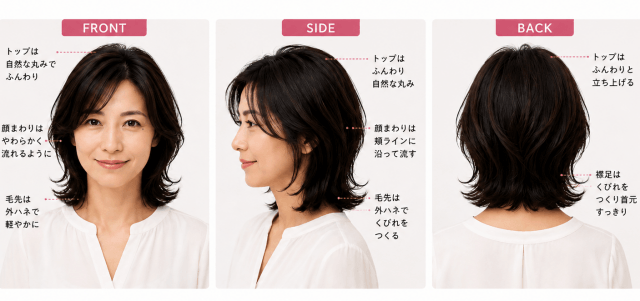 40代50代向け短めくびれレイヤーボブのイメージ