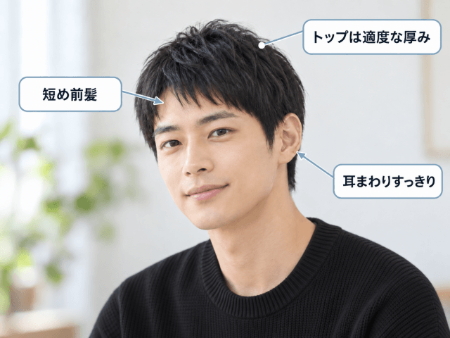 『kiDnap GAME』坂口健太郎風ショートヘアの短め前髪・耳まわり・トップの特徴
