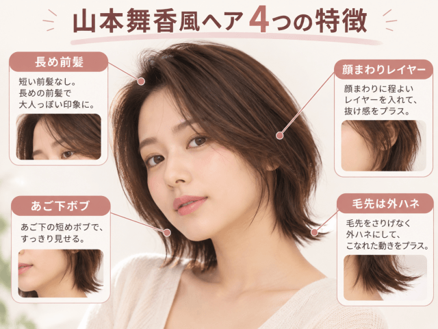 山本舞香風の外ハネレイヤーボブ4つの特徴を女性モデルで解説