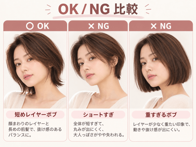 山本舞香風レイヤーボブのOKとNGオーダー比較
