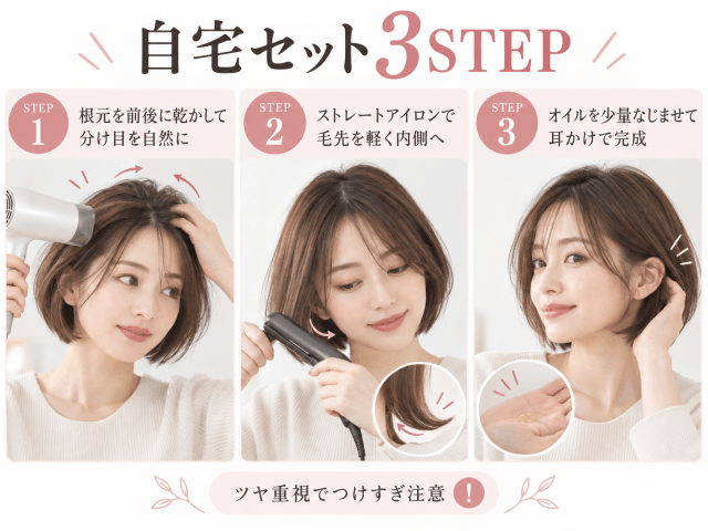河合優実風ショートボブを再現する自宅セット3ステップ