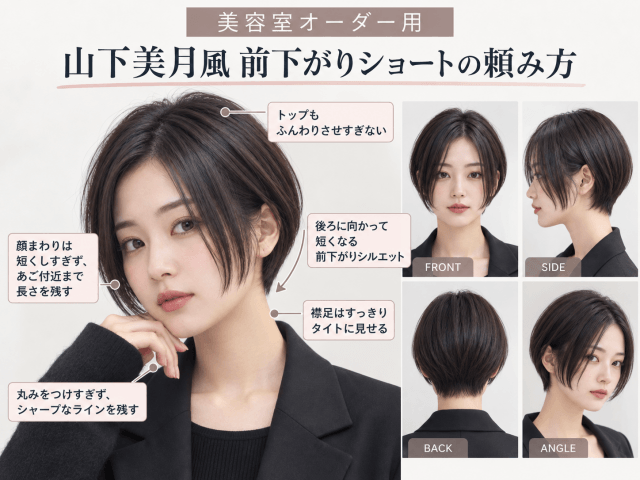 前下がりベリーショートの美容室オーダーポイント